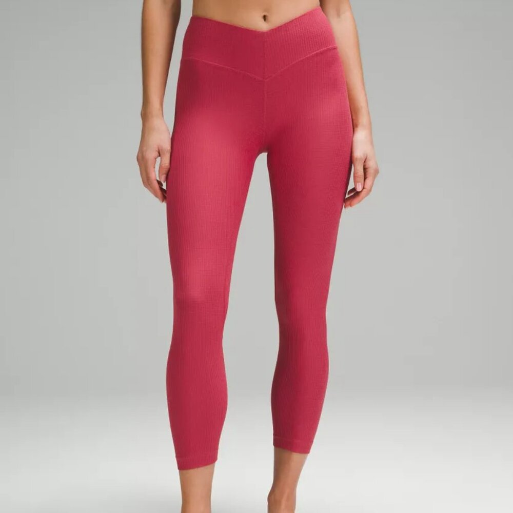 lululemon V-Waist Yoga Tight 25" *Grid Texture Vintage Rose Size 4